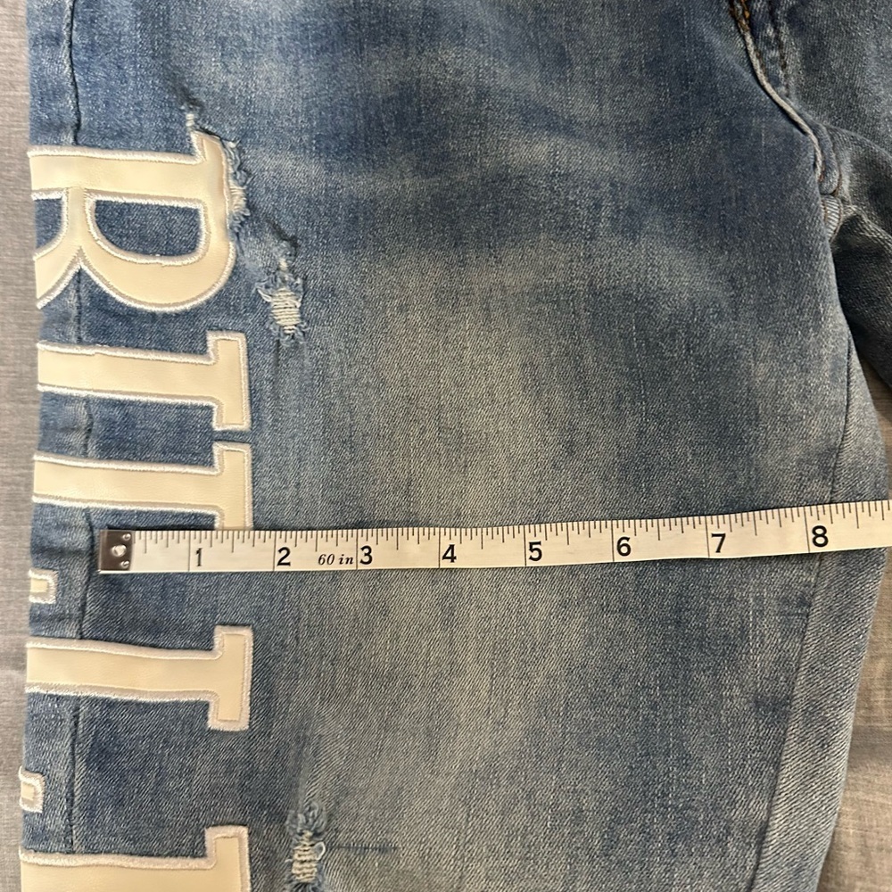 Distressed Billy Jean-  Skinny Blue Jeans with embroidery - Picture 9 of 9